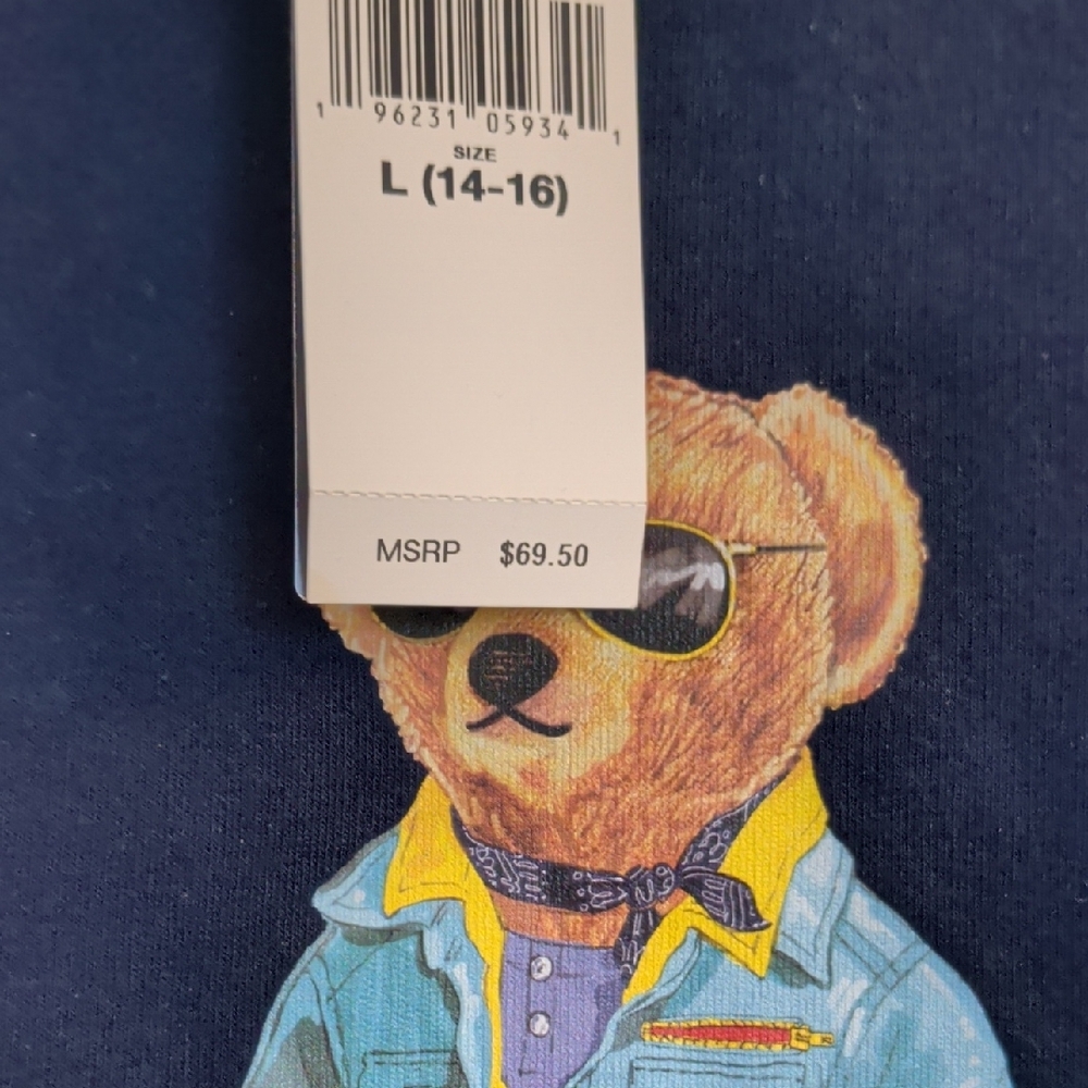 NWT Polo Bear by Ralph Lauren Iconic polo Bear Fleece Sweatshirt Big Boy Size L - Picture 4 of 5